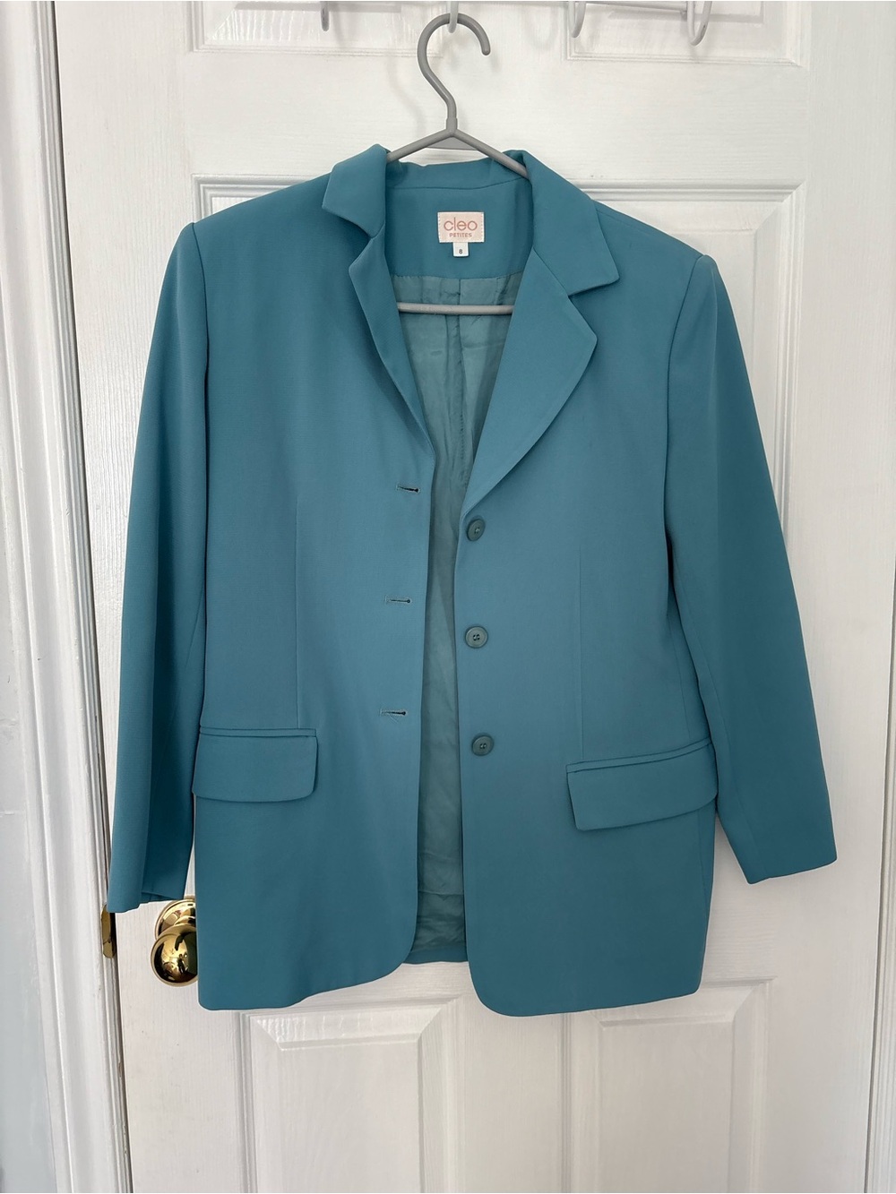 cleo Teal-Blue Single-Breasted Women's Blazer